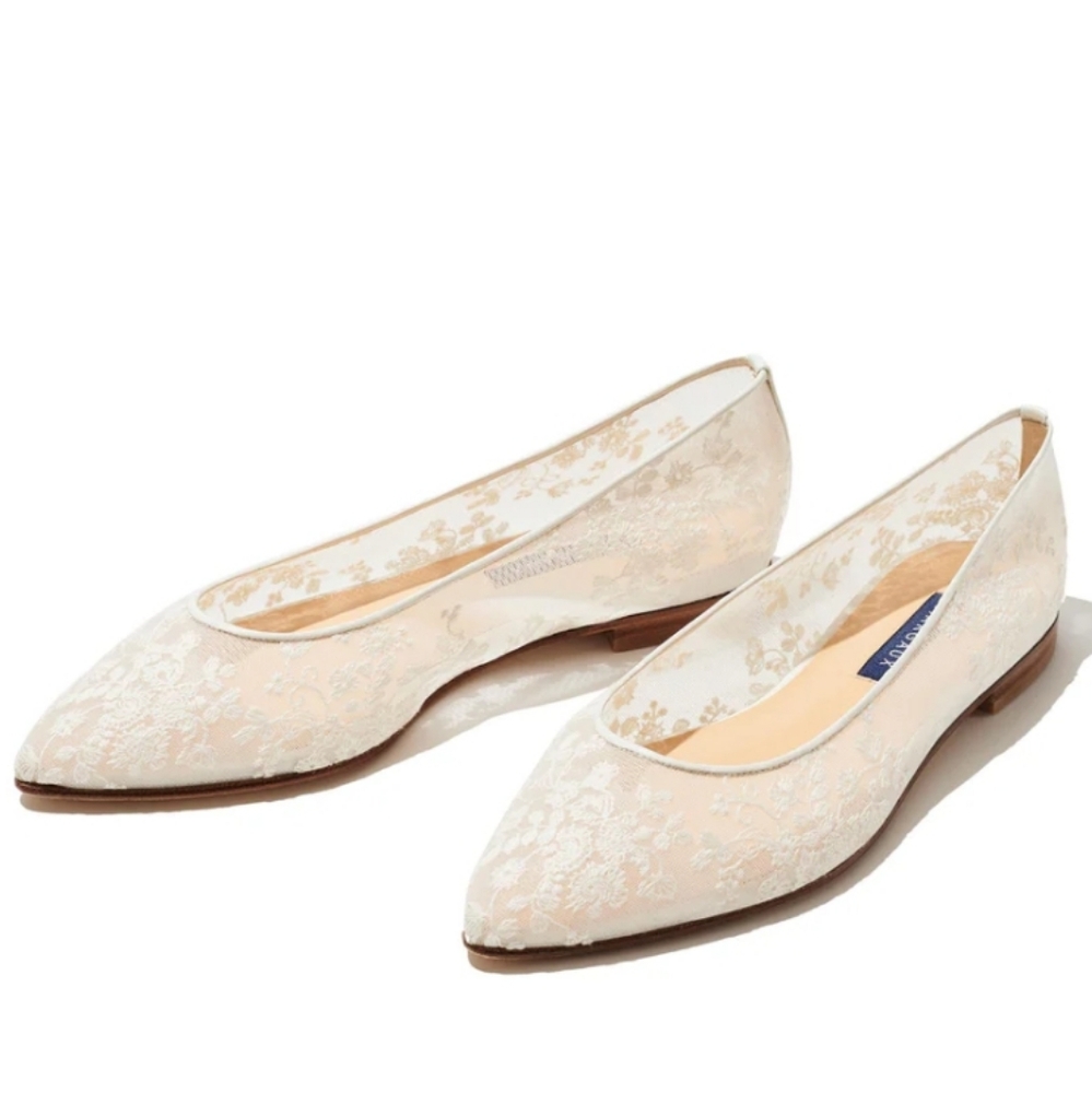 BNIB Margaux NY The Pointe Bridal Flats with Box + Dust Bag